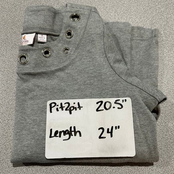 Quacker Factory Sz S Rhinestone Grommet Cotton Pullover 1/2 Sleeve Top Side Slit - Picture 8 of 10